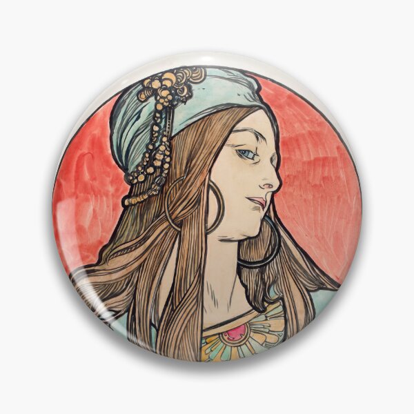 Item preview, Nouveau Woman in Turban Profile designed and sold by artofuniverse.