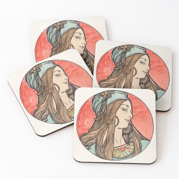 Item preview, Nouveau Woman in Turban Profile designed and sold by artofuniverse.