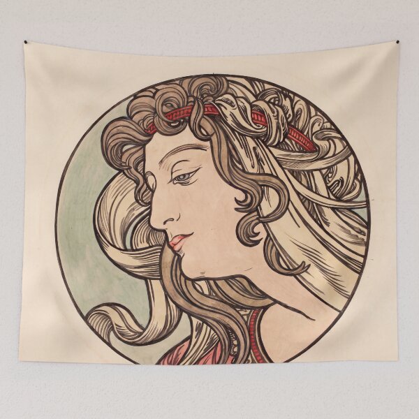 Item preview, Nouveau Woman With Flowing Hair designed and sold by artofuniverse.