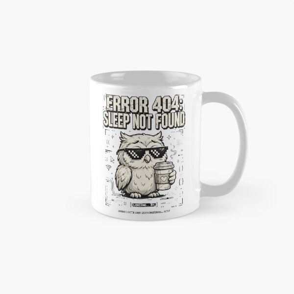 Item preview, Error 404 Sleep Not Found Funny Owl Coffee Pixel Glasses Retro T-Shirt designed and sold by Arextr.