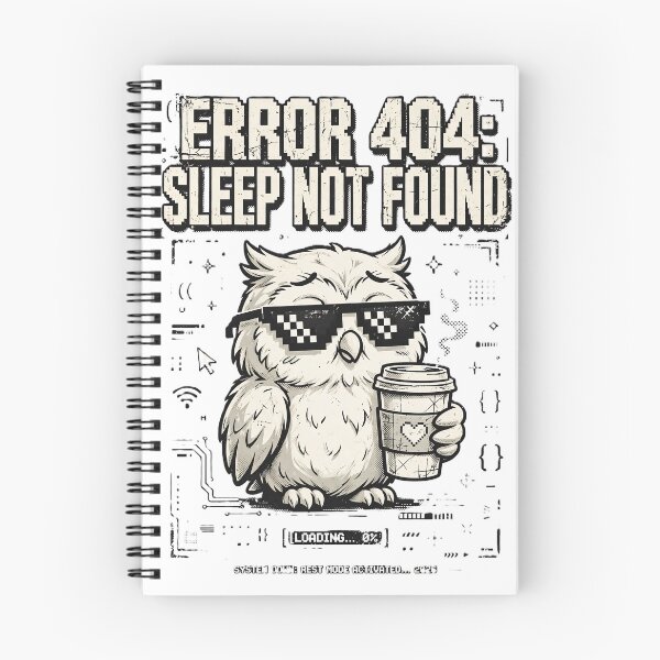 Item preview, Error 404 Sleep Not Found Funny Owl Coffee Pixel Glasses Retro T-Shirt designed and sold by Arextr.