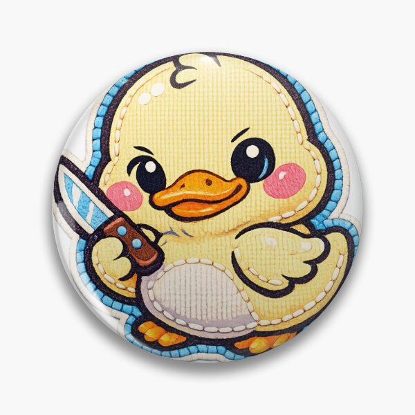 Item preview, Cute But Chaotic Duck With Knife – Kawaii Embroidered Patch Sticker designed and sold by CozyStitchClub.