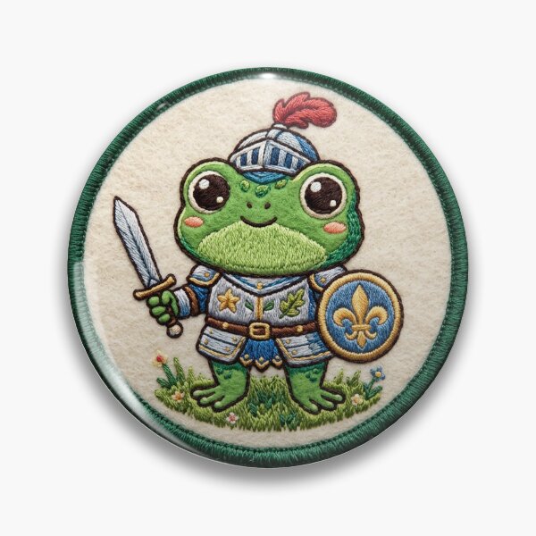 Item preview, Frog Knight | Cute Stitched Embroidered Patch Sticker designed and sold by CozyStitchClub.
