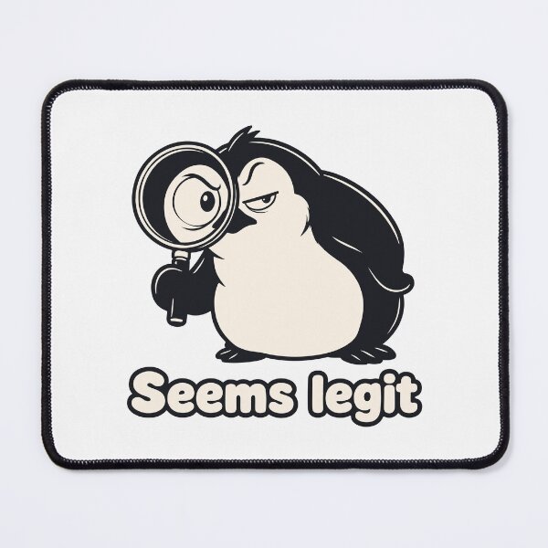 Item preview, Seems Legit Meme — Funny Chubby Penguin with Magnifying Glass — Sarcastic Inspector designed and sold by MalisoStickers.