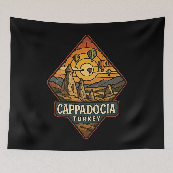 Item preview, Cappadocia Turkey Retro Stained Glass Travel designed and sold by TomFrontierArt.