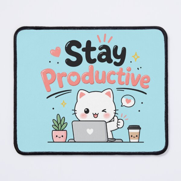 Item preview, Stay Productive Cute Kawaii Cat Motivational Quote Sticker | Study & Work Aesthetic designed and sold by Sanika arts .