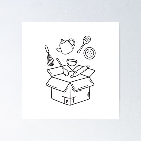 Item preview, A box opened with kitchen utensils scattered around designed and sold by rasagamastore.