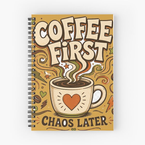 Item preview, Coffee First Chaos Later – Funny Retro Coffee Lover Doodle designed and sold by From Cyryl with Love.