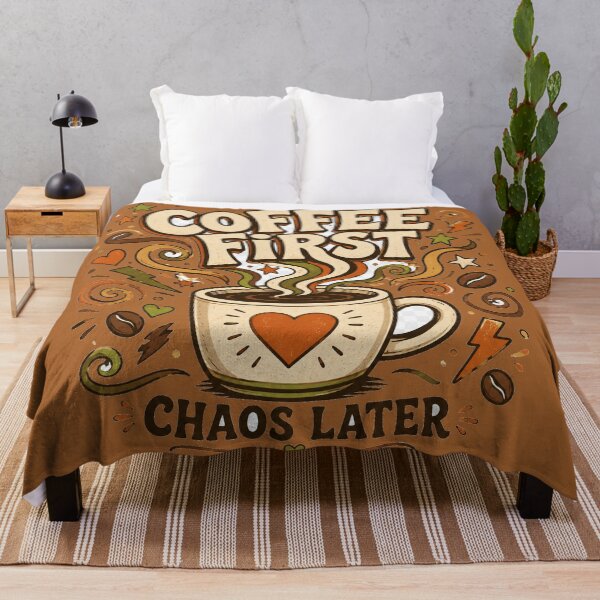 Item preview, Coffee First Chaos Later – Funny Retro Coffee Lover Doodle designed and sold by From Cyryl with Love.