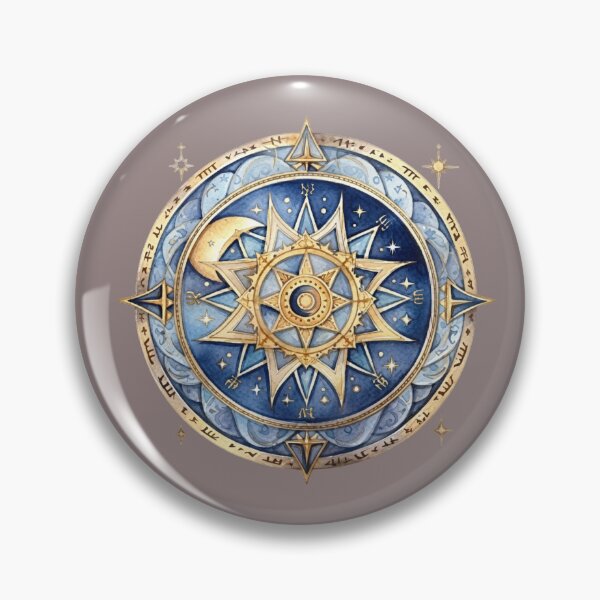 Item preview, Astrolabe: Watercolor Star Compass & Moon Phases designed and sold by 63Hotpeppers.