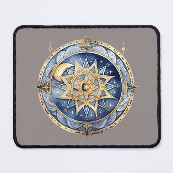 Item preview, Astrolabe: Watercolor Star Compass & Moon Phases designed and sold by 63Hotpeppers.