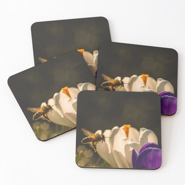 Item preview, Honey Bee Approaching a Crocus Flower designed and sold by mildatoysdecors.