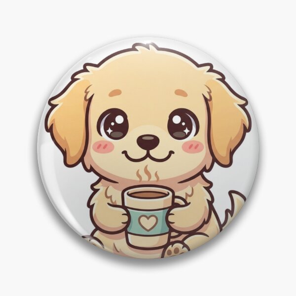 Item preview, Kawaii Golden Retriever Puppy with Coffee Mug designed and sold by Piising.