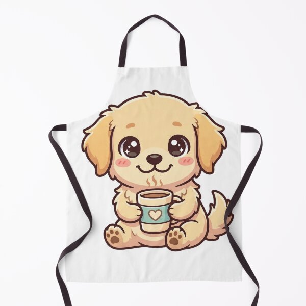 Item preview, Kawaii Golden Retriever Puppy with Coffee Mug designed and sold by Piising.