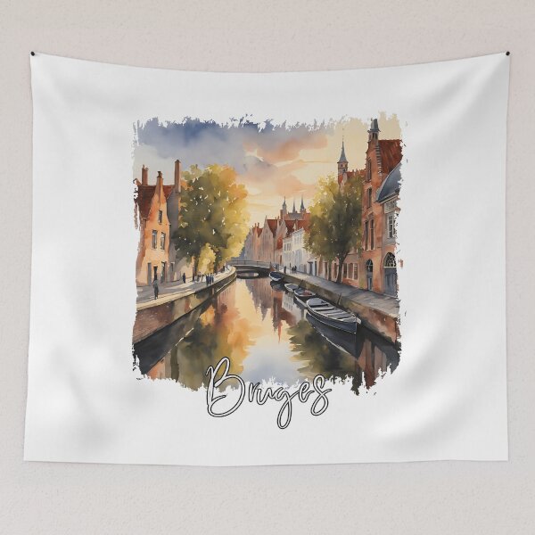 Item preview, Watercolor of Bruges, Bruges Belgium designed and sold by Dressyourflag.