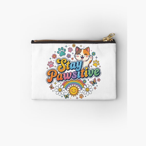 Item preview, Stay Pawsitive | Cute Smiling Cat Retro Typography T-Shirt with Rainbow & Flowers designed and sold by Faisal  Shah.