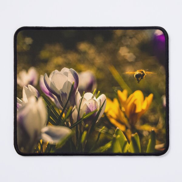 Item preview, Golden Hour Bee and Crocuses designed and sold by mildatoysdecors.