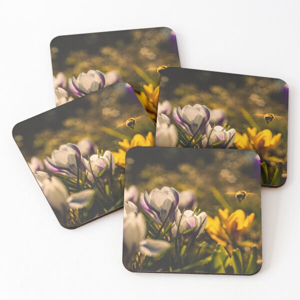 Item preview, Golden Hour Bee and Crocuses designed and sold by mildatoysdecors.