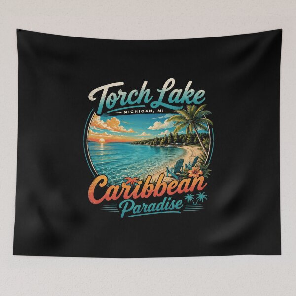Item preview, Torch Lake Michigan Caribbean Paradise Vintage Beach Design – Summer Travel T-Shirt designed and sold by Artimax-Studio.