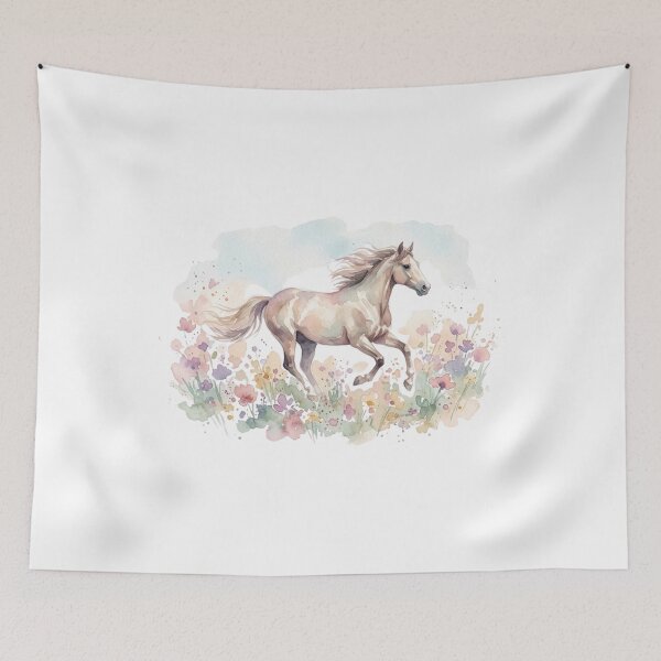 Item preview, Pastel Watercolor Wild Horse in Wildflower Meadow designed and sold by Piising.