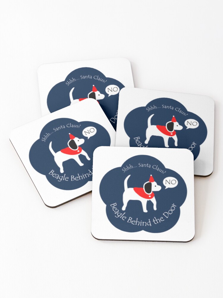 Thumbnail 1 of 5, Coasters (Set of 4), Santa Beagle designed and sold by TheSecrtBeagle.