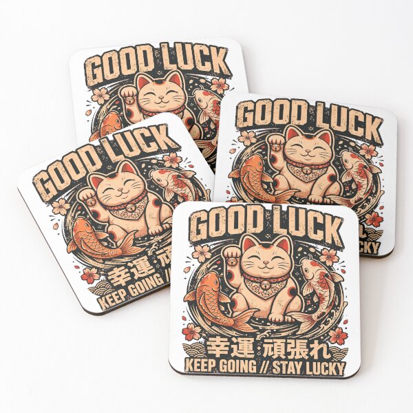 Item preview, Good Luck Maneki Neko Lucky Cat Japanese Koi Fish Retro T-Shirt designed and sold by Arextr.