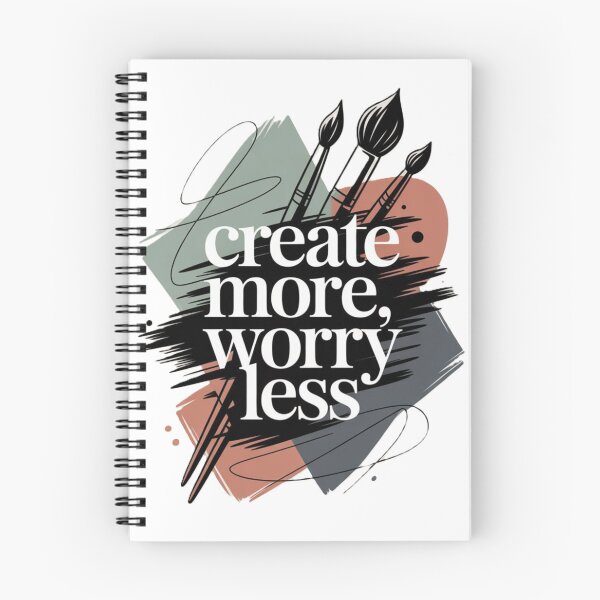 Item preview, Create More Worry Less Artistic Quote Brush Design designed and sold by myforestfog.