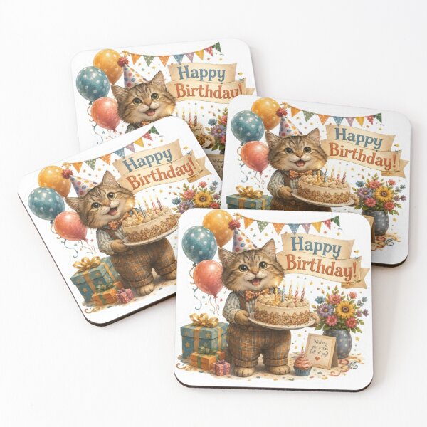 Item preview, Kitten Celebrating Happy Birthday designed and sold by Snurly.