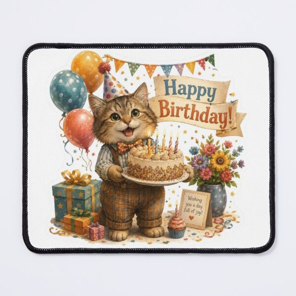 Item preview, Kitten Celebrating Happy Birthday designed and sold by Snurly.