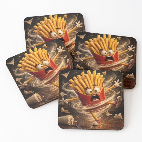 Item preview, Funny French Fries Caught in a Snack Tornado Food Chaos Cartoon designed and sold by ComedyInkFactor.