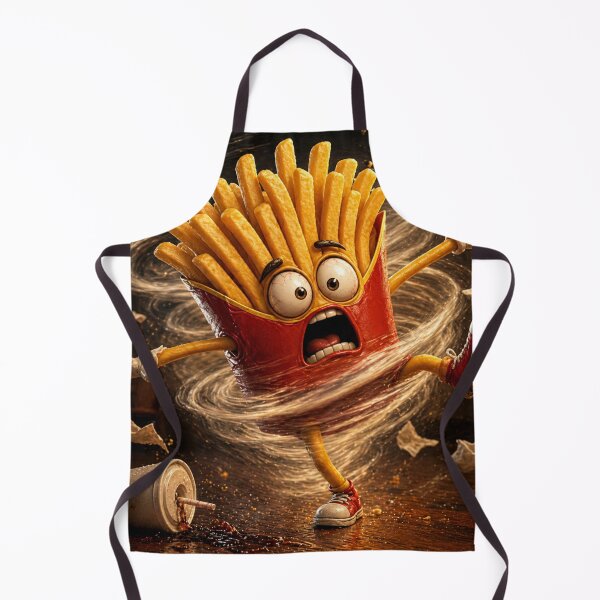 Item preview, Funny French Fries Caught in a Snack Tornado Food Chaos Cartoon designed and sold by ComedyInkFactor.