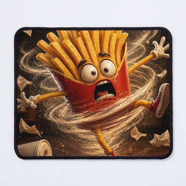 Item preview, Funny French Fries Caught in a Snack Tornado Food Chaos Cartoon designed and sold by ComedyInkFactor.