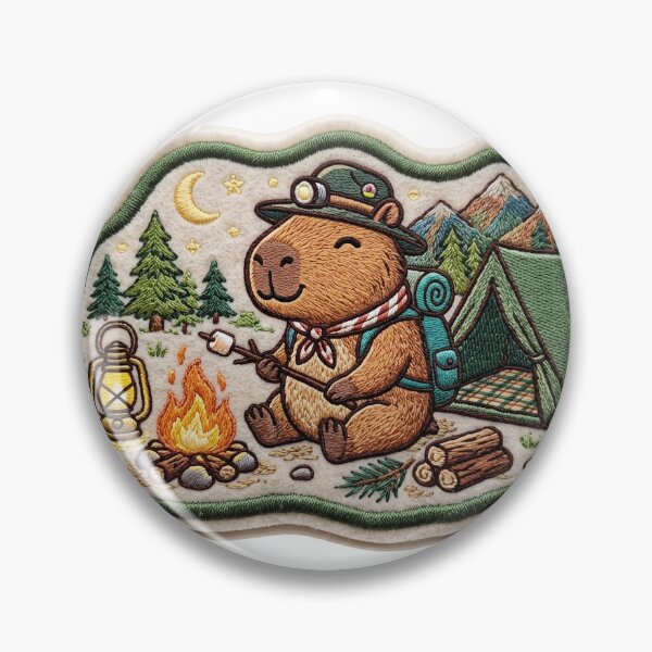 Item preview, Capybara Camper | Cute Stitched Adventure Sticker designed and sold by CozyStitchClub.