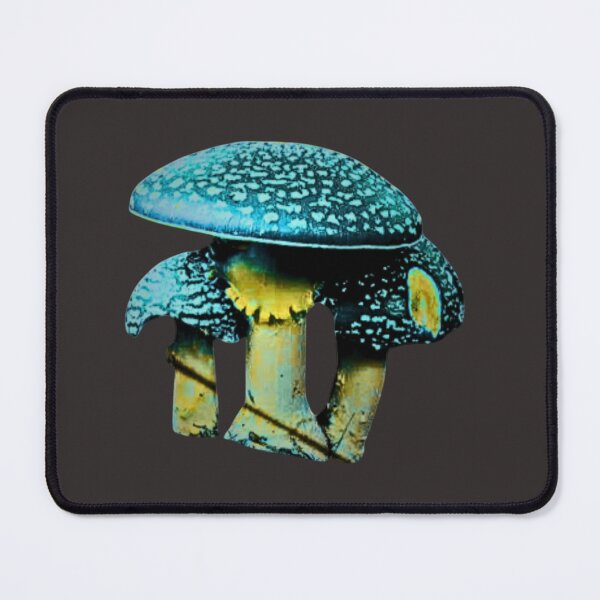 Item preview, Electric Blue & Gold Surreal Mushroom Art designed and sold by 63Hotpeppers.