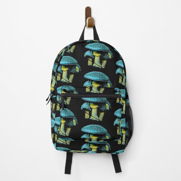 Item preview, Electric Blue & Gold Surreal Mushroom Art designed and sold by 63Hotpeppers.
