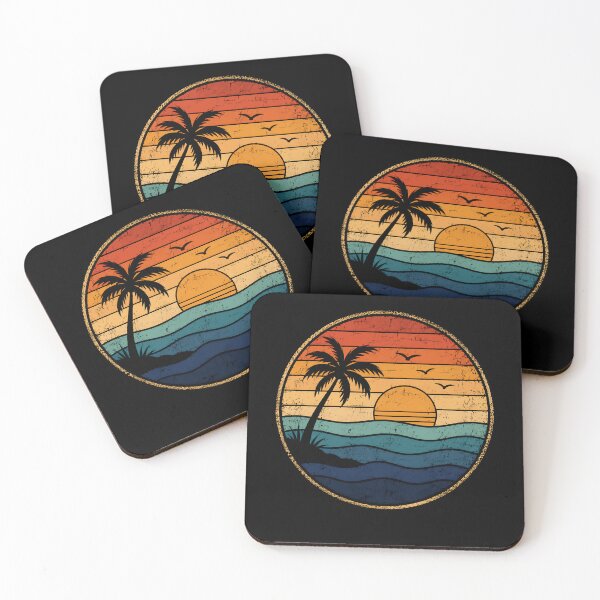 Item preview, Retro Tropical Sunset Ocean Waves Vintage Beach Paradise designed and sold by Moizento.