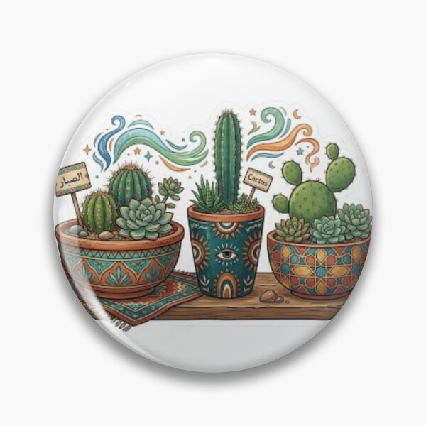 Item preview, Boho Moroccan Cactus Pots Sticker - Zellige Succulent Art designed and sold by MorcVibe.