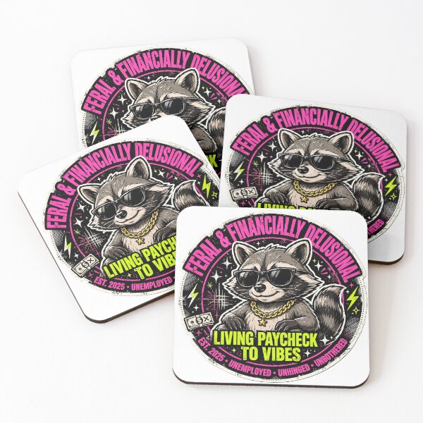Item preview, Feral and Financially Delusional Living Paycheck to Vibes Cool Raccoon T-Shirt designed and sold by Arextr.