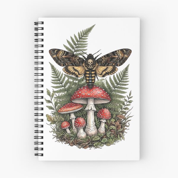 Item preview, Dark Cottagecore Death's Head Moth & Amanita Mushrooms designed and sold by Ortsas.
