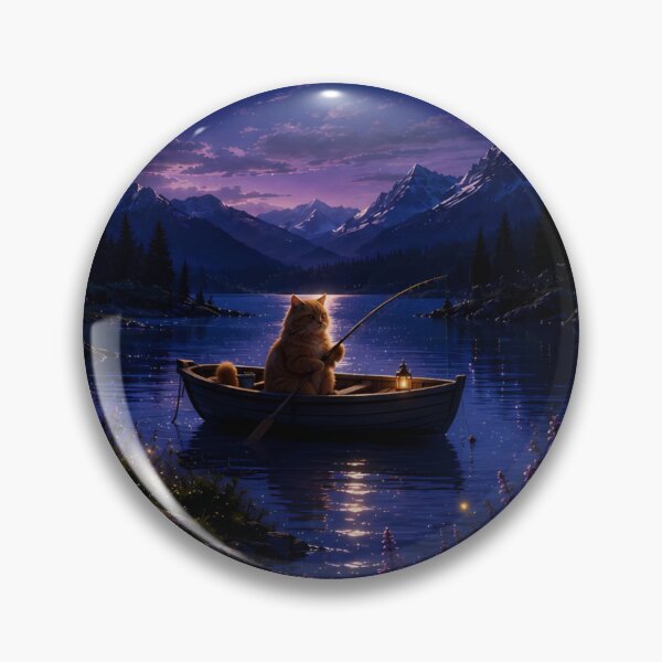 Item preview, Cozy Lofi Cat Fishing under Full Moon designed and sold by Moodprint5.