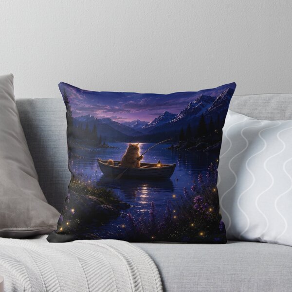 Item preview, Cozy Lofi Cat Fishing under Full Moon designed and sold by Moodprint5.