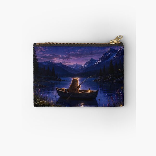 Item preview, Cozy Lofi Cat Fishing under Full Moon designed and sold by Moodprint5.