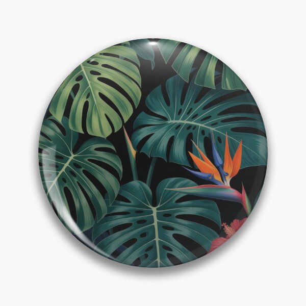 Item preview, Tropical Monstera Leaves And Exotic Flowers Botanical Pattern designed and sold by myforestfog.