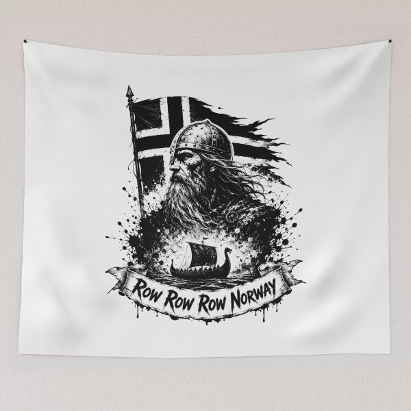 Item preview, Row Row Row Norway Viking Blackwork Tattoo Art Gift for Rowers designed and sold by Nightarel.