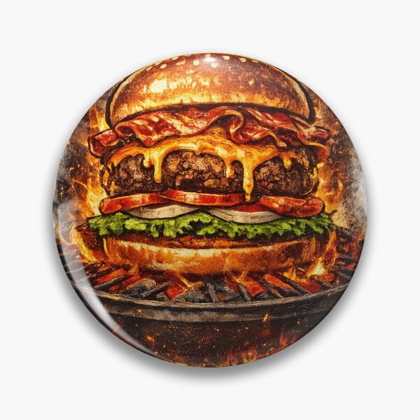 Item preview, Legends Are Grilled: BBQ Fire Campfire Cheeseburger Vintage Art designed and sold by irfanshikh.