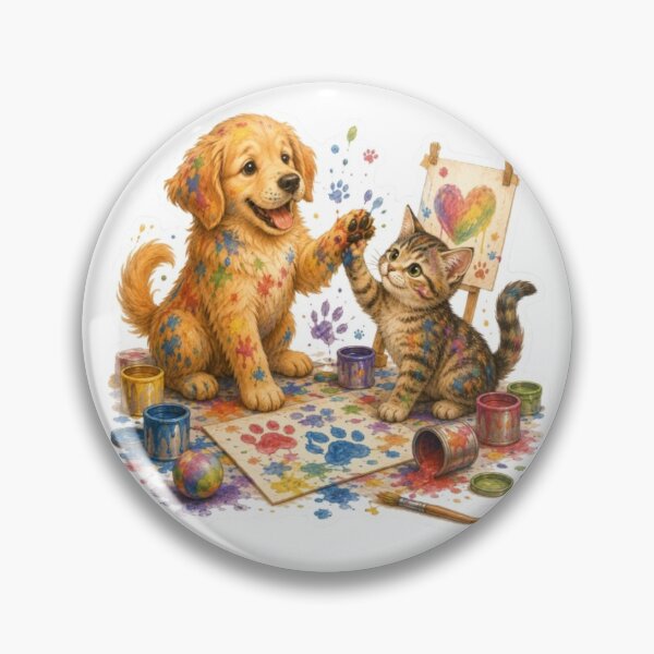 Item preview, Puppy and Kitten Painting a Rainbow Heart designed and sold by Snurly.