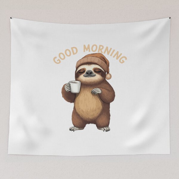 Item preview, Cute Sleeping Sloth Coffee Good Morning designed and sold by Krystek-Studio .