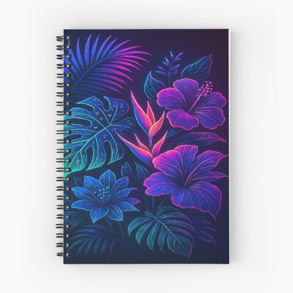 Item preview, Neon Tropical Jungle Leaves Exotic Flowers Aesthetic Art designed and sold by myforestfog.