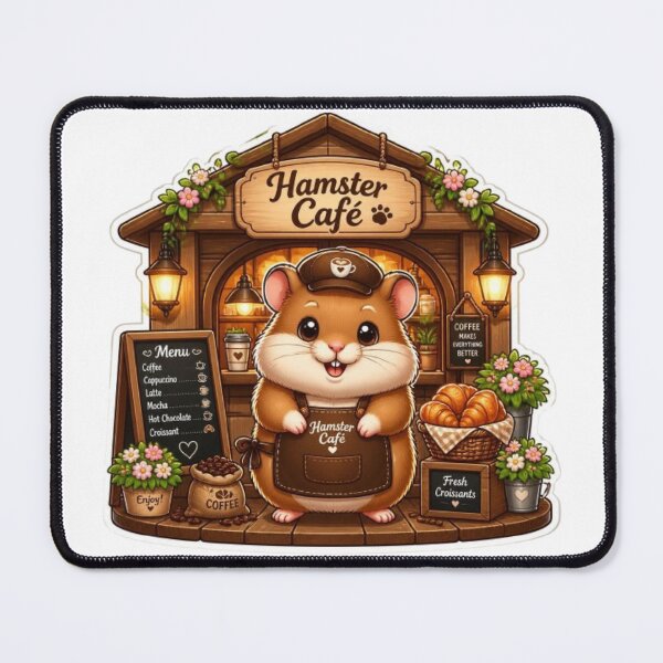 Item preview, Cute Little Café Owner Hamster Kawaii Sticker | Cozy Coffee Shop Barista designed and sold by Stylestickers55.