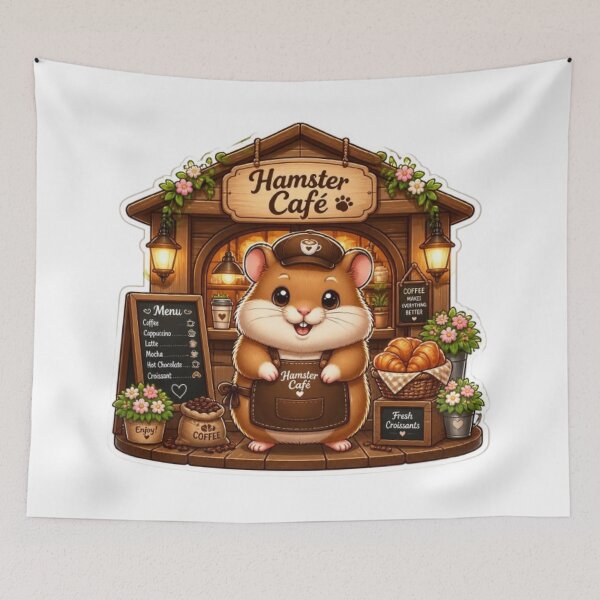 Item preview, Cute Little Café Owner Hamster Kawaii Sticker | Cozy Coffee Shop Barista designed and sold by Stylestickers55.